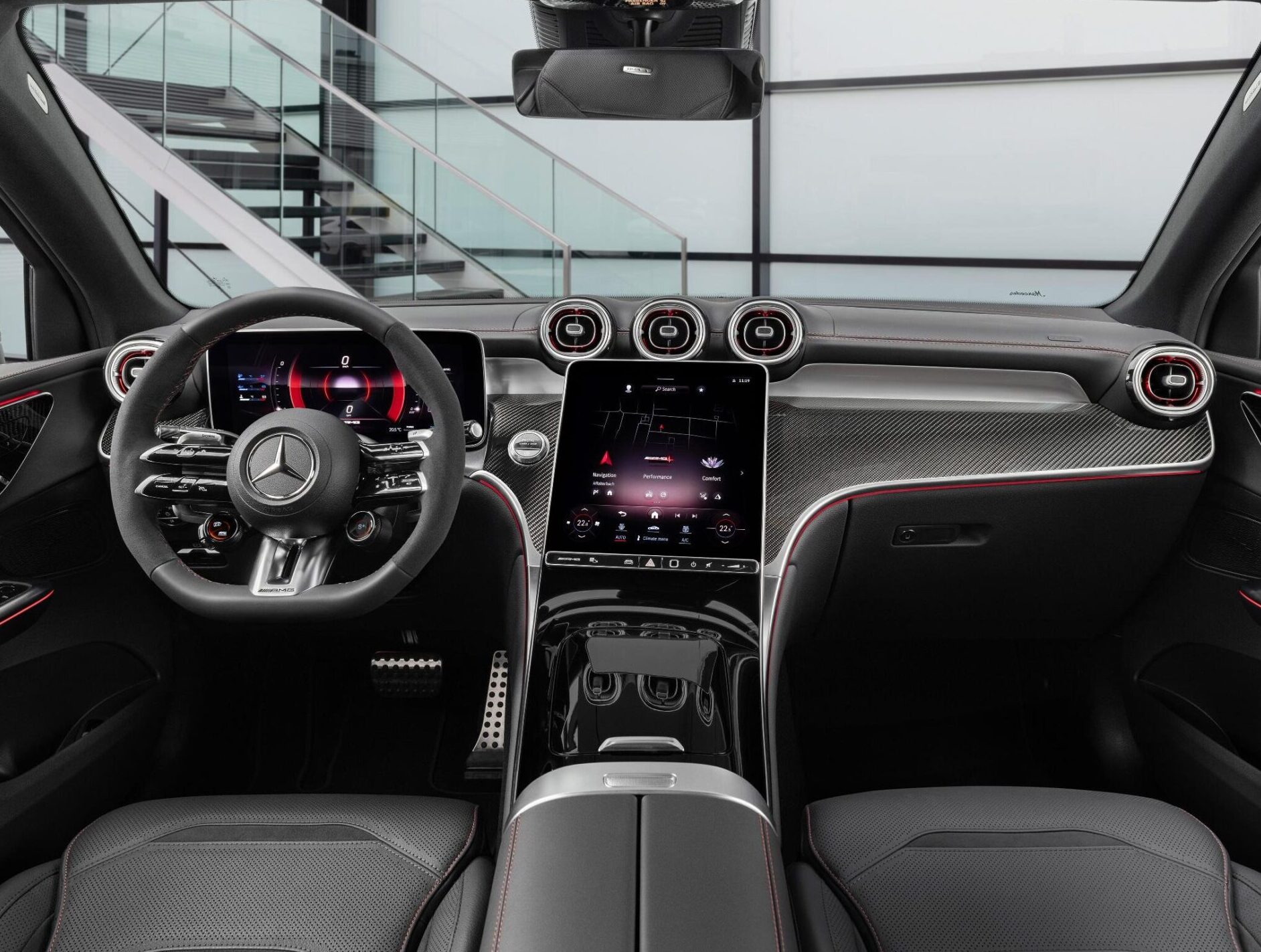 2025 Mercedes-AMG GLC Coupe interior layout.