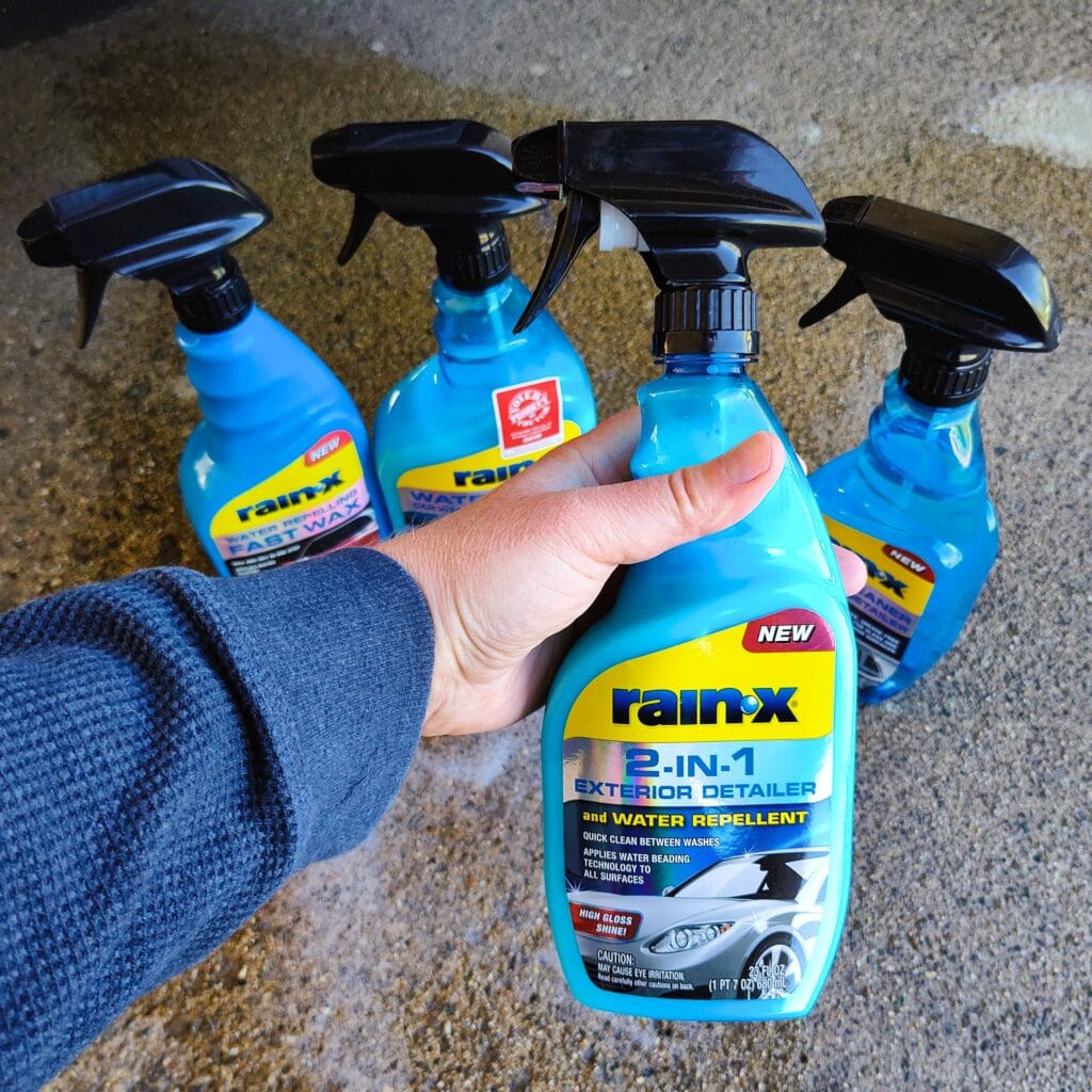 Rain-X Exterior Detailer and Water Repellent.